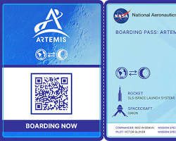 Tarjeta de embarque oficial de la misión Artemis II de la NASA